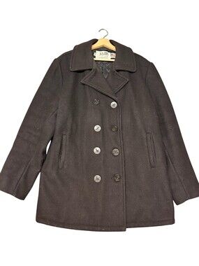 Schott Pea Coat Mens Large Black Wool U.S. 740N Navy Marine Jacket USA